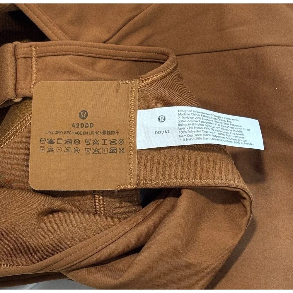 Lululemon 42DDD All Powered Up Sports Bra Brown Wireless Cross Back